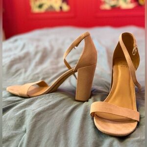 a new day.  soft pink/beige Block Heel Sandals. Worn once.